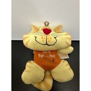 Russ Berrie Arthur Cat Plush Toy "You're Purrfect" Orange Outfit Hanging‎ Loop